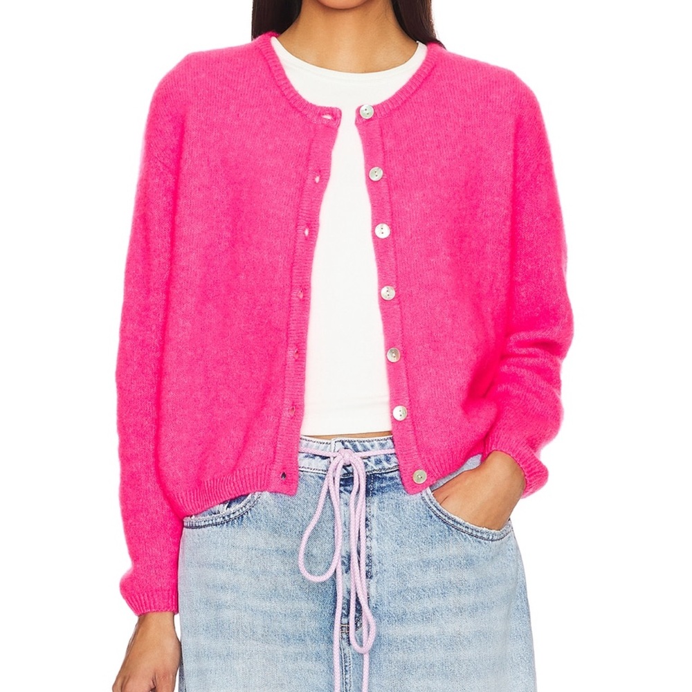 American vintage bright pink cardigan worn once